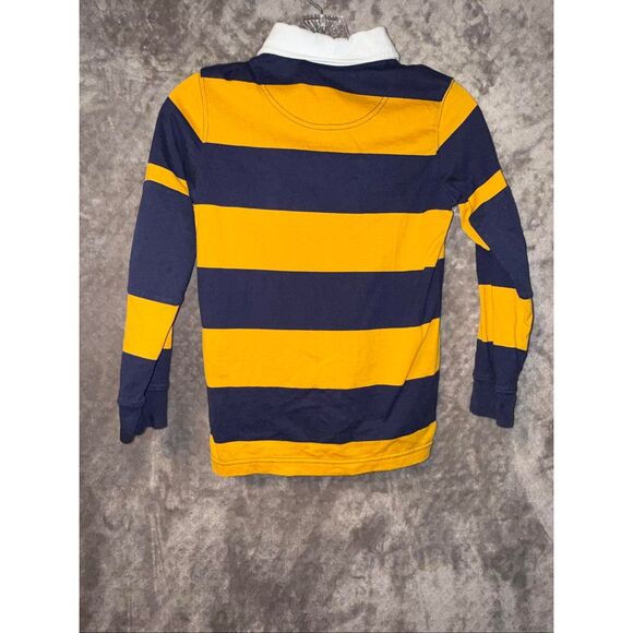 Hanna Andersson yellow & navy striped long sleeve polo size 8 boys - Picture 4 of 6
